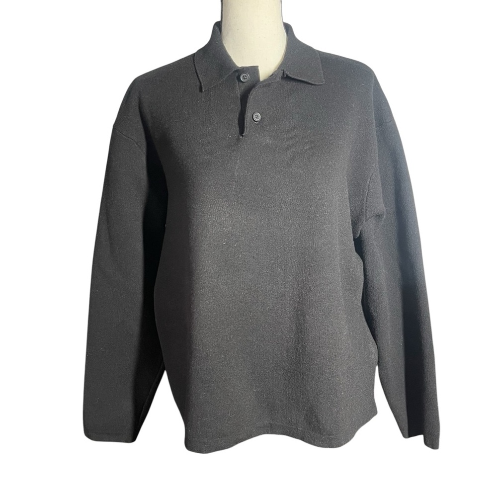 Zara Classic Black Long Sleeve Polo Sweater